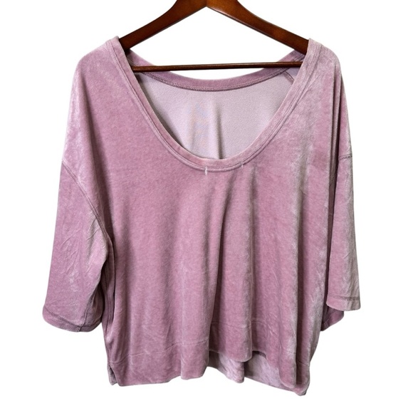 Free People Valerie Mauve Velvet Oversized Tee Size Small - Picture 4 of 10